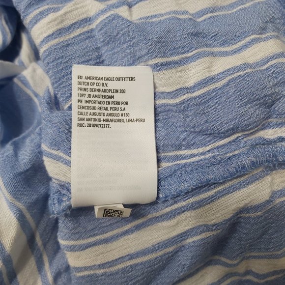 American Eagle Outfitters Shirt Women Medium Blue Tie Front Boho Long Sleeve - Picture 11 of 12